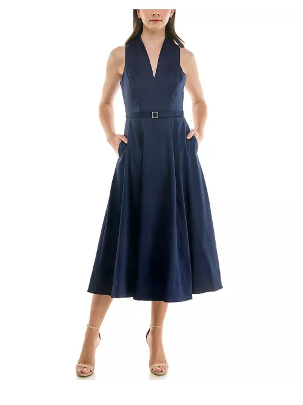 Taylor Belted A-Line Midi Dress — New With Tags Size 8